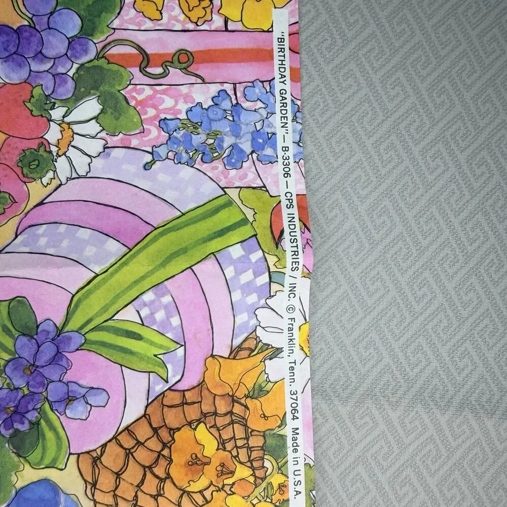 Vintage 1970's Birthday Garden Wrapping Paper Floral 29